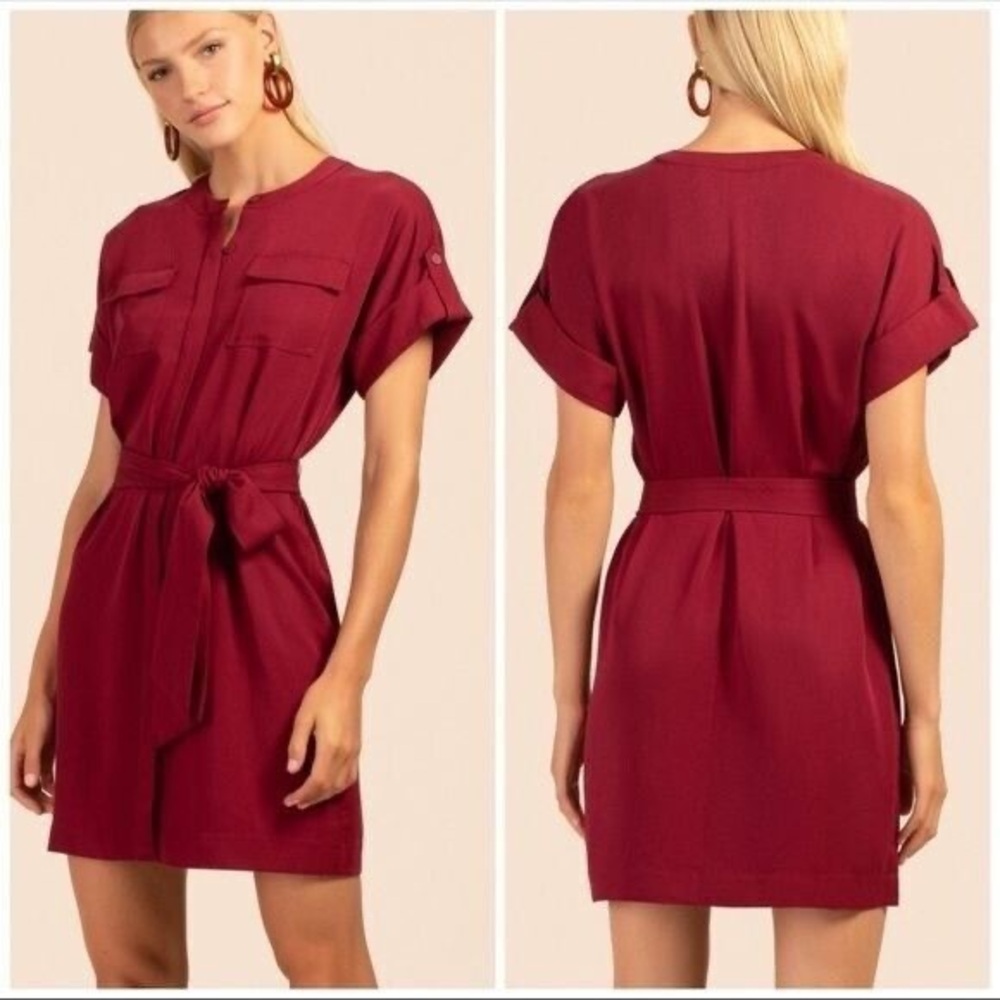 DESIGNER Trina Turk Maroon Shirt Dress - Tie Button Front - Size 2 sku#7
